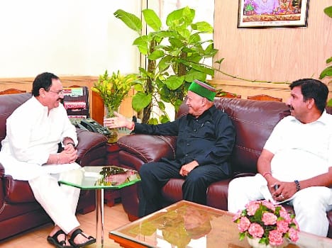 union health minister JP Nadda Met cm Virbhadra Singh.