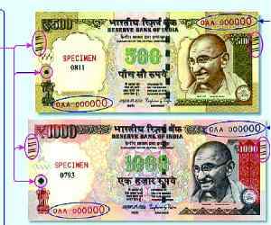 security features increased in 500 and 1000 rupee note
