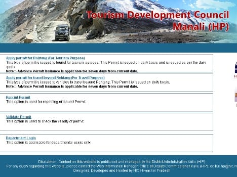 online permit for Rohtang.
