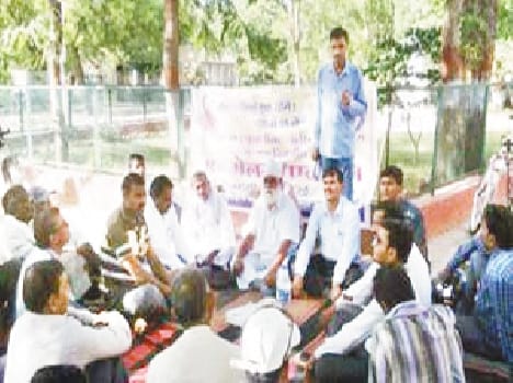 Poona Pact Day protest at Collectorate