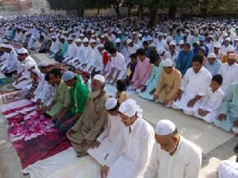 Muslims prayers in the  Eidgah