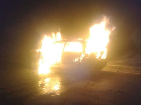 the burning car in kosikalan