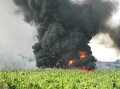 Fire in the pond near station 