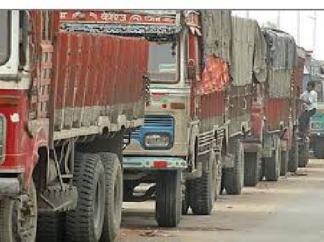 paused wheels of trucks