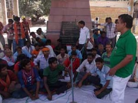 Scavengers society Satyagraha with broom-sticks