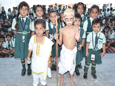 Gandhi Jayanti Shastri rainbow colors scattered across the district