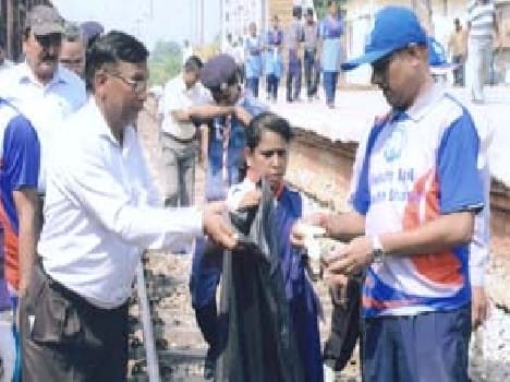 Rail - track railway track turned out dirt