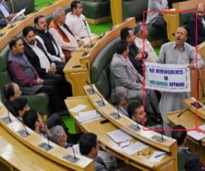 BJP MLA Ravinder Raina beat Independent MLA Engineer Rashid up for hosting a beef party at MLA hostel 