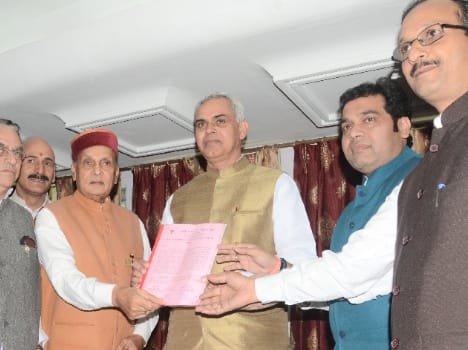 BJP in Himachal  demands CM Virbhadra Singh resignation over corruption charge.