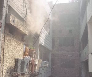 fire in yarn factory, millions of ash materials