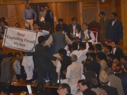 ruckus in J&K Assembly as opposition parties stage protest