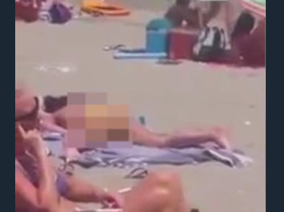 holiday makers filmed in outrageous solo sex act as children play nearby 