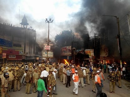 police increased sections on riotous mans, varanasi