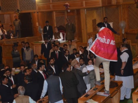 protests in Jammu & Kashmir Assembly for 3rd day