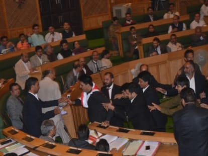 protests in Jammu & Kashmir Assembly for 3rd day