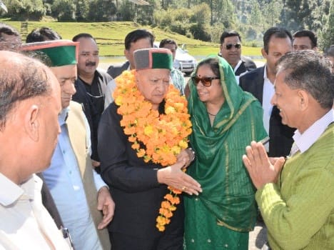 cm virbhadra singh on a visit to chamba.