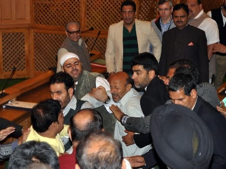 engineer rashid beaten up in assembly by bjp members