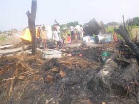 Stove ashes spark ten huts