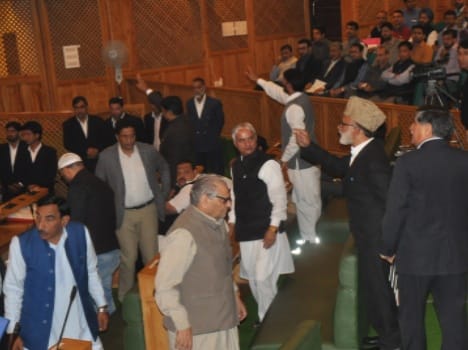 ruckus in J&K assembly after vehicles from Kashmir were allegedly attacked in udhampur