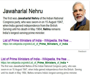 modi is india's first prime minister says google 