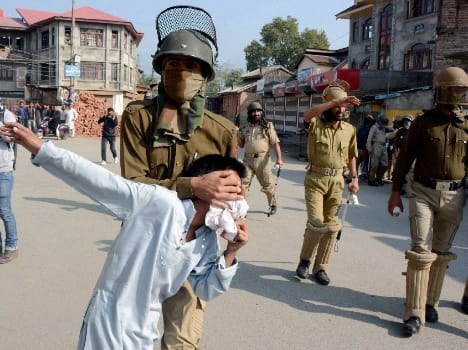 again Waving pak and is flags in srinagar