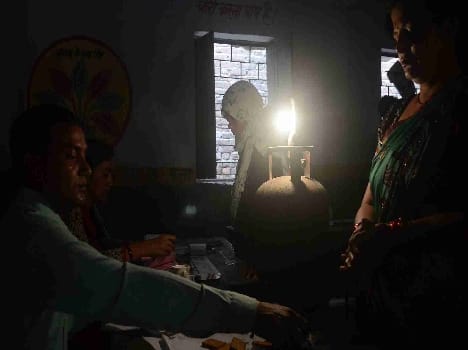 voting in petromax light in moradabad village dalpatpur