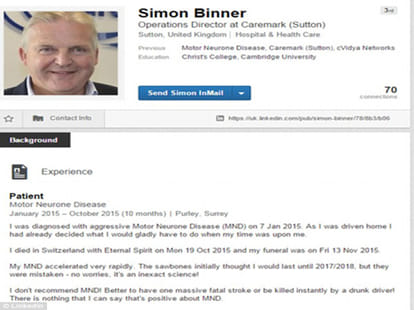 Terminally ill company director, 57, announces suicide plan on LinkedIn