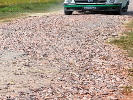 bumpy roads, damaged vechicle