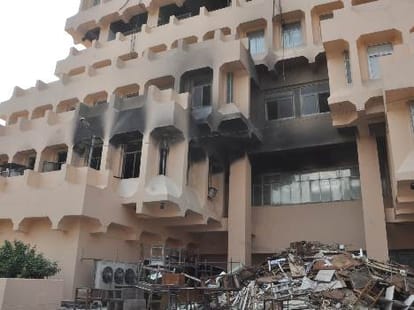 Fire in Shakti Bhawan in Lucknow.