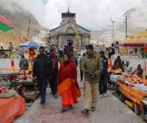 uma bharti reached kedarnath with nephew.