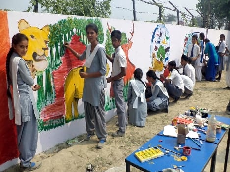 Kids love the paintings on the wall engraved with the environment