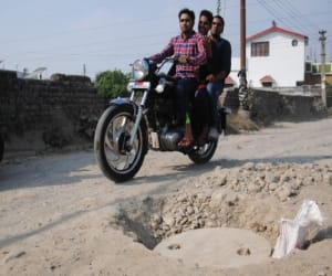 road broken due to sewer line.