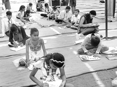 The children showed talent in painting