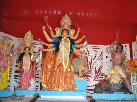Durga idols were installed between mantras