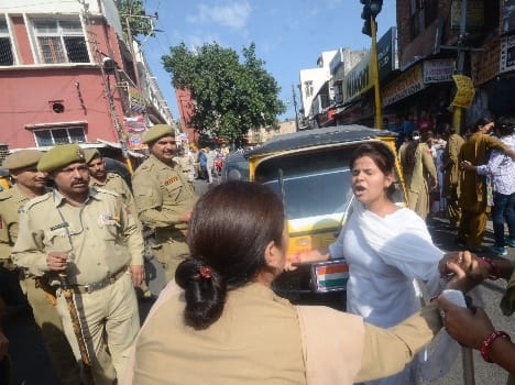 students protest against abvp members Suspension 