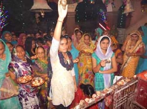 Goddess Devotees in temples from dawn 