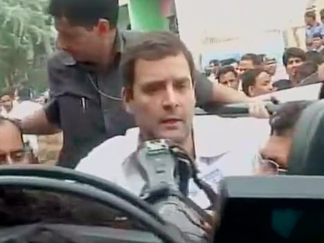 Rahul trashes journalists on saying photo opp in sunped village