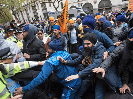 Sikh goes violent in London, 20 held