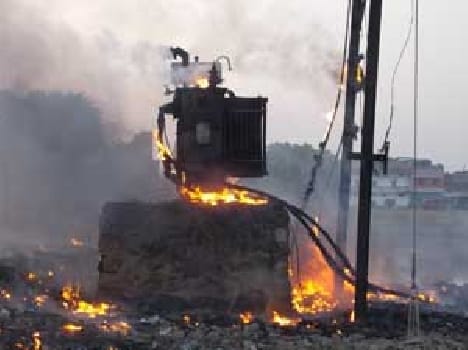 Two hundred kVA transformer burned
