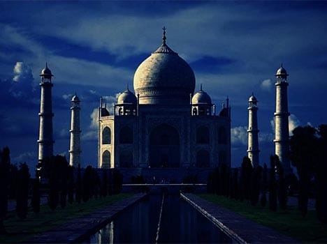 view of taj mahal at sharad purnima night