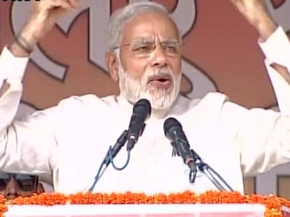 modi address a rally in sitamadhi