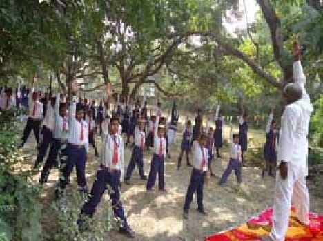 Children taught sun salutation and pranayama