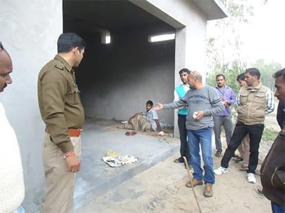 man caught with half-burnt body