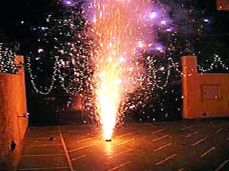 Fireworks will start on the roof of the Municipal Parking Shops