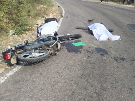 Bike hit by unknown vehicle two died in una himachal.