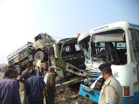 Accident of roadways bus