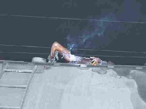Gasoline climbed on the wagon man burnt alive by OHE line