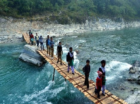 In Ramganga shramdan got ready again 70 meters long bridge