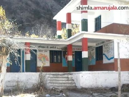 himachal police drink wine in school campus.