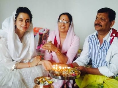 Bollywood queen kangana ranaut visits her hometown bhambla mandi himachal pradesh.